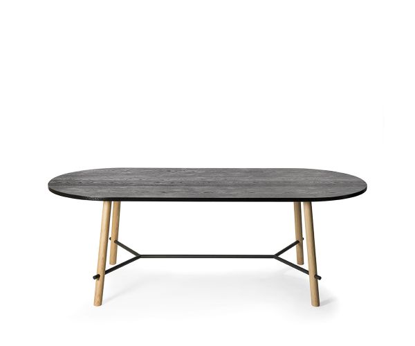 Tavolo Record Living O, Infiniti, con struttura in acciaio o legno di rovere, piano ovale proposto in varie dimensioni e materiali