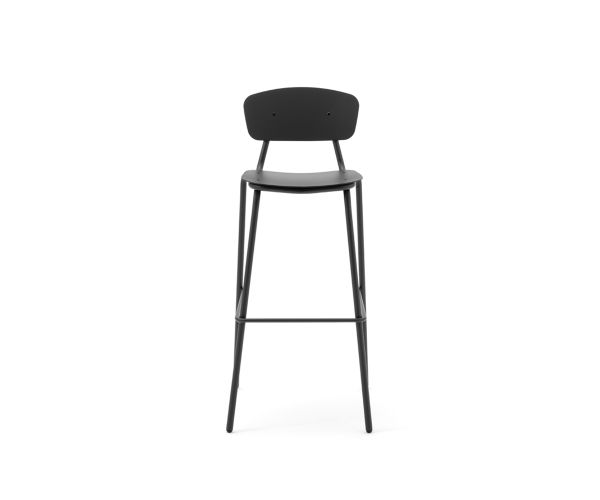 Sgabello Simple outdoor Stool Mara, a 4 gambe in acciaio, con sedile e schienale in alluminio. Adatto per esterno